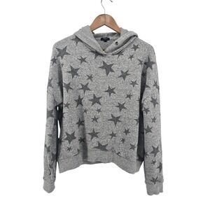 Rails Gray Star Print Hoodie Large Button Henley Knit Pullover Soft